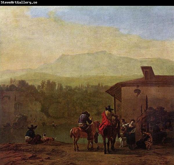 Karel Dujardin Rast vor einem italienischen Wirtshaus